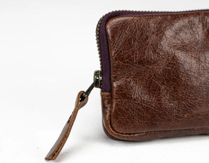 Dark brown small leather wallet