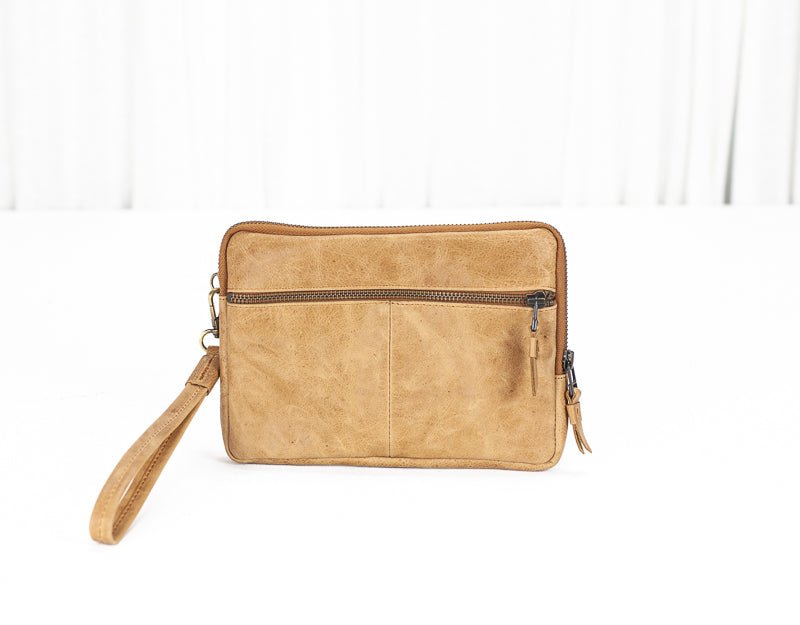 Antheia clutch wallet - Brown distressed leather - milloobags