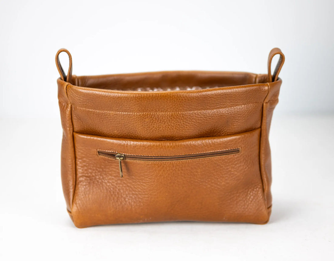 brown leather bag insert