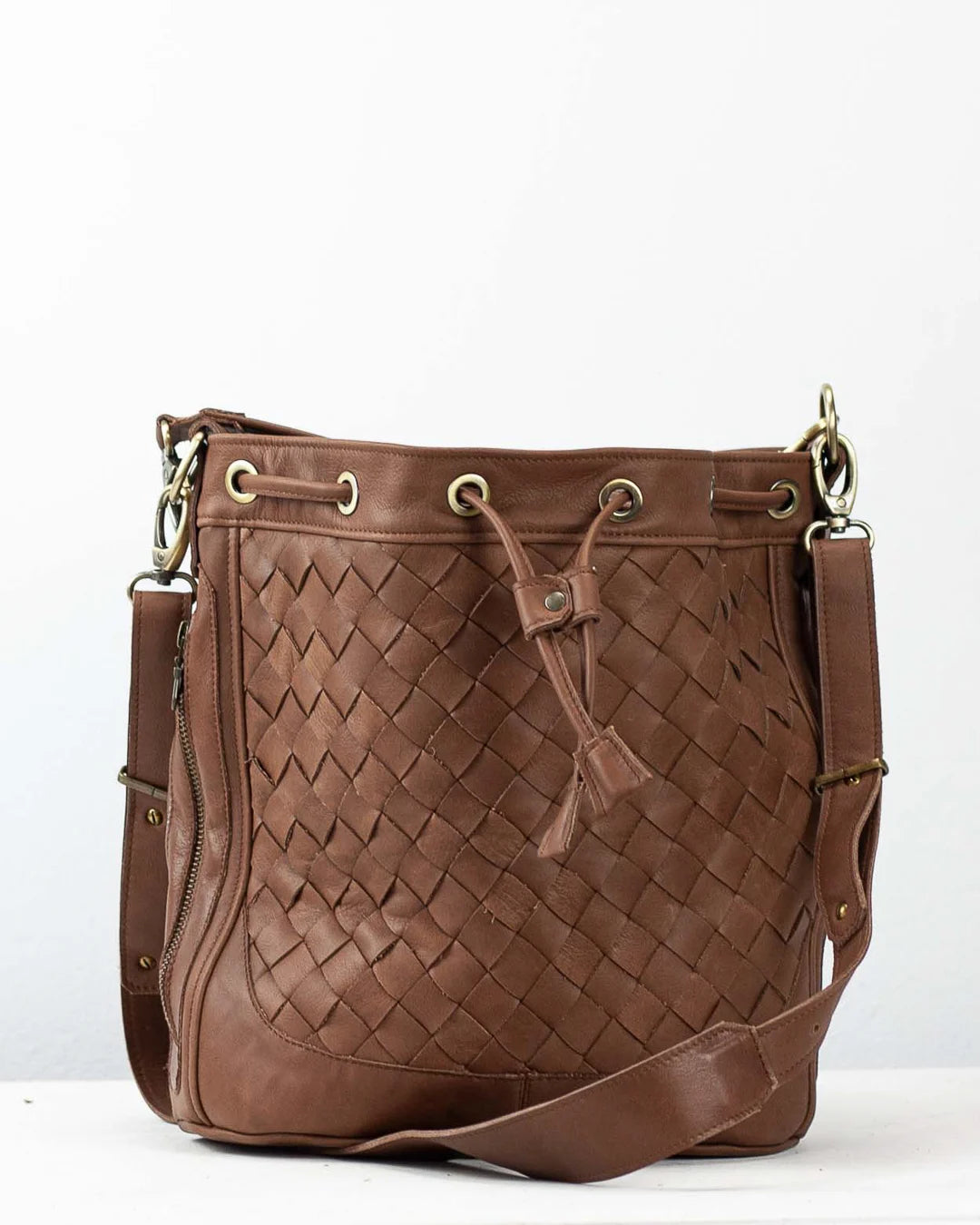 Danae bag - Chocolate Brown handwoven leather