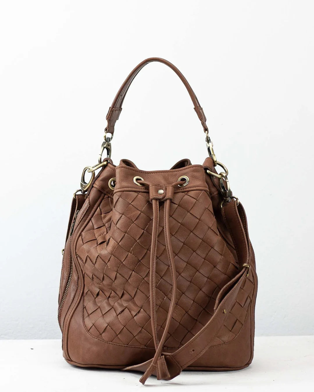 Danae bag - Chocolate Brown handwoven leather