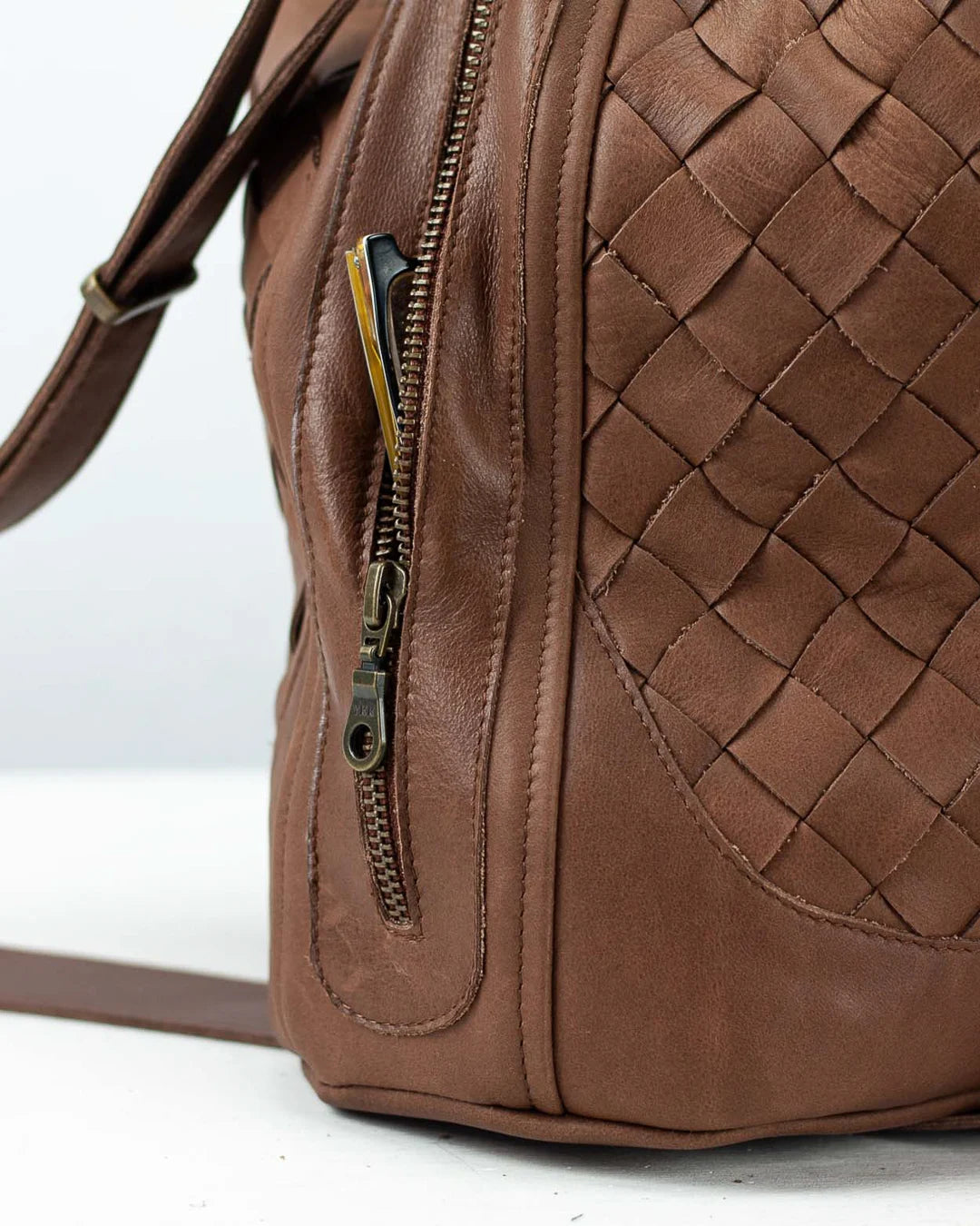 Danae bag - Chocolate Brown handwoven leather