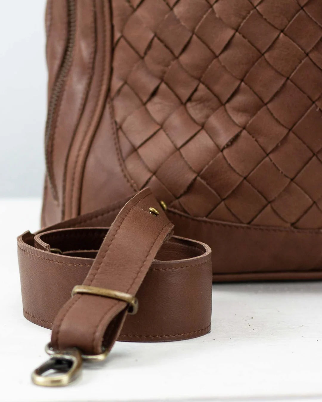 Danae bag - Chocolate Brown handwoven leather