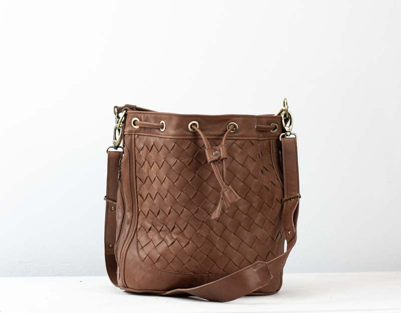 Danae bag - Chocolate Brown handwoven leather