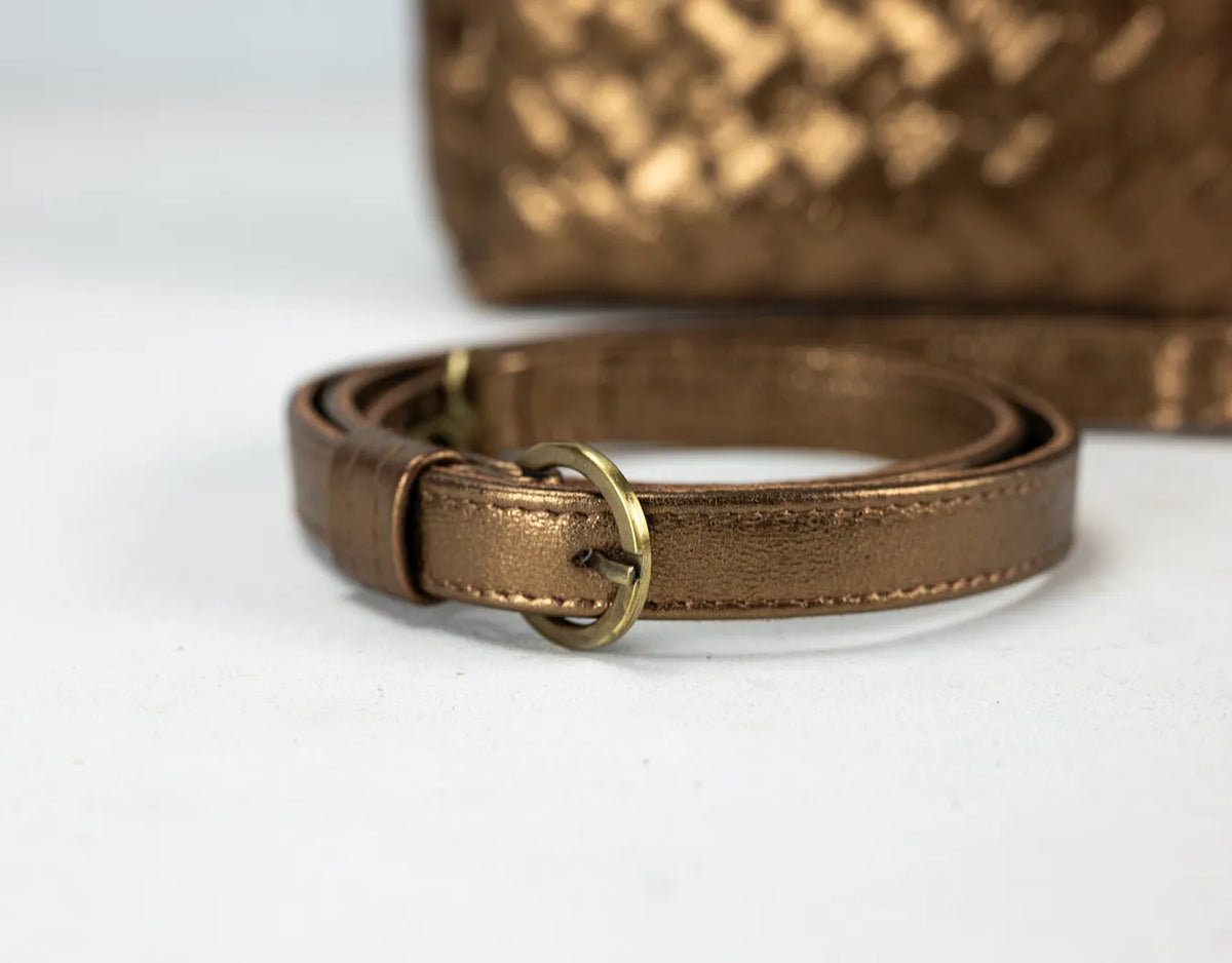 Calliope bag - Handwoven gold coated leather