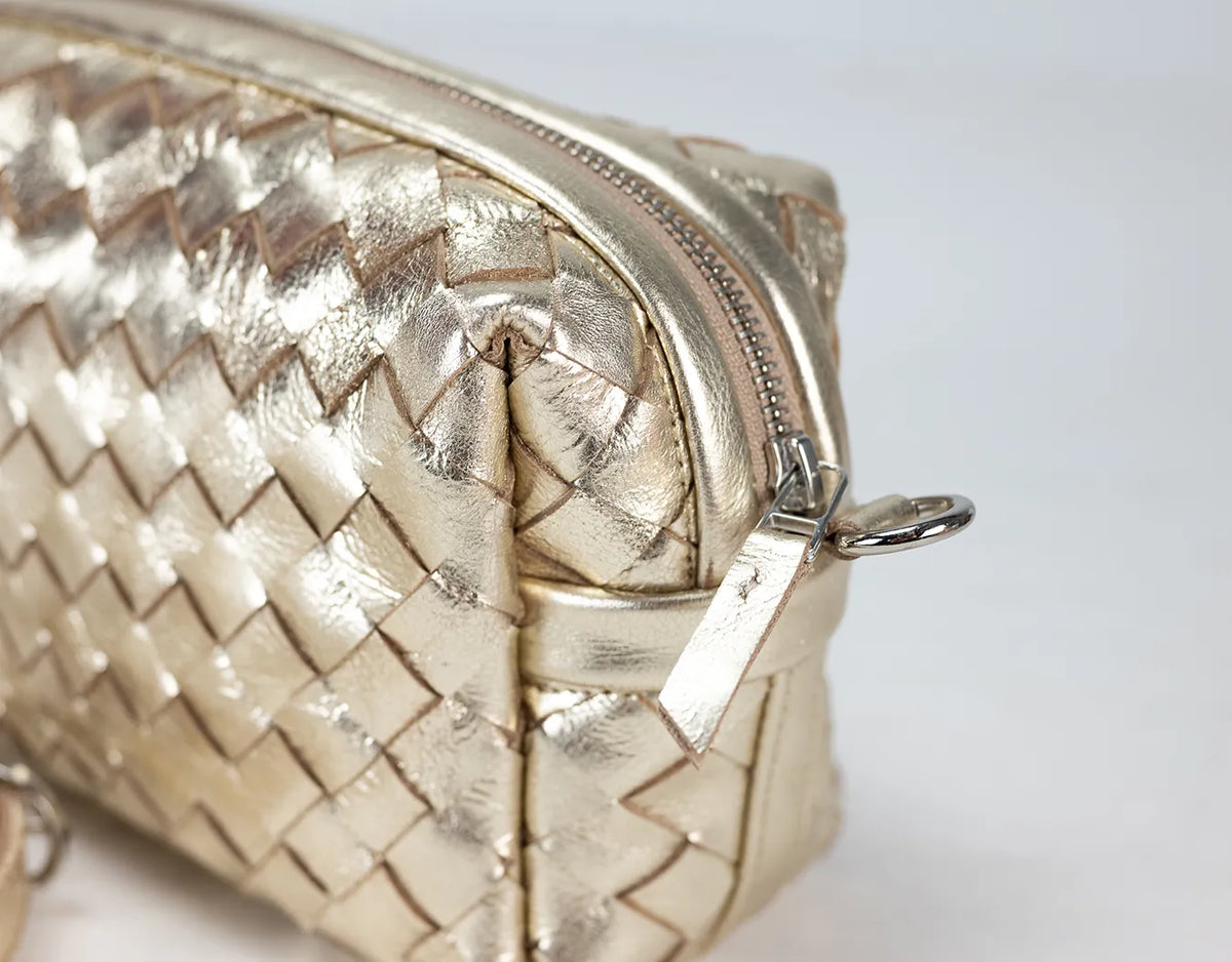 Calliope bag - Handwoven gold coated leather