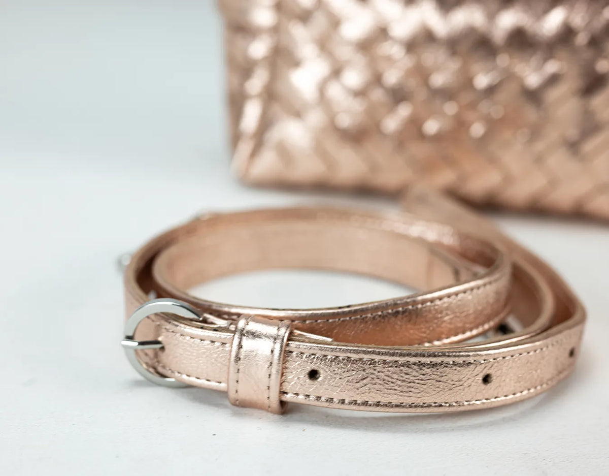 Calliope bag - Handwoven gold coated leather