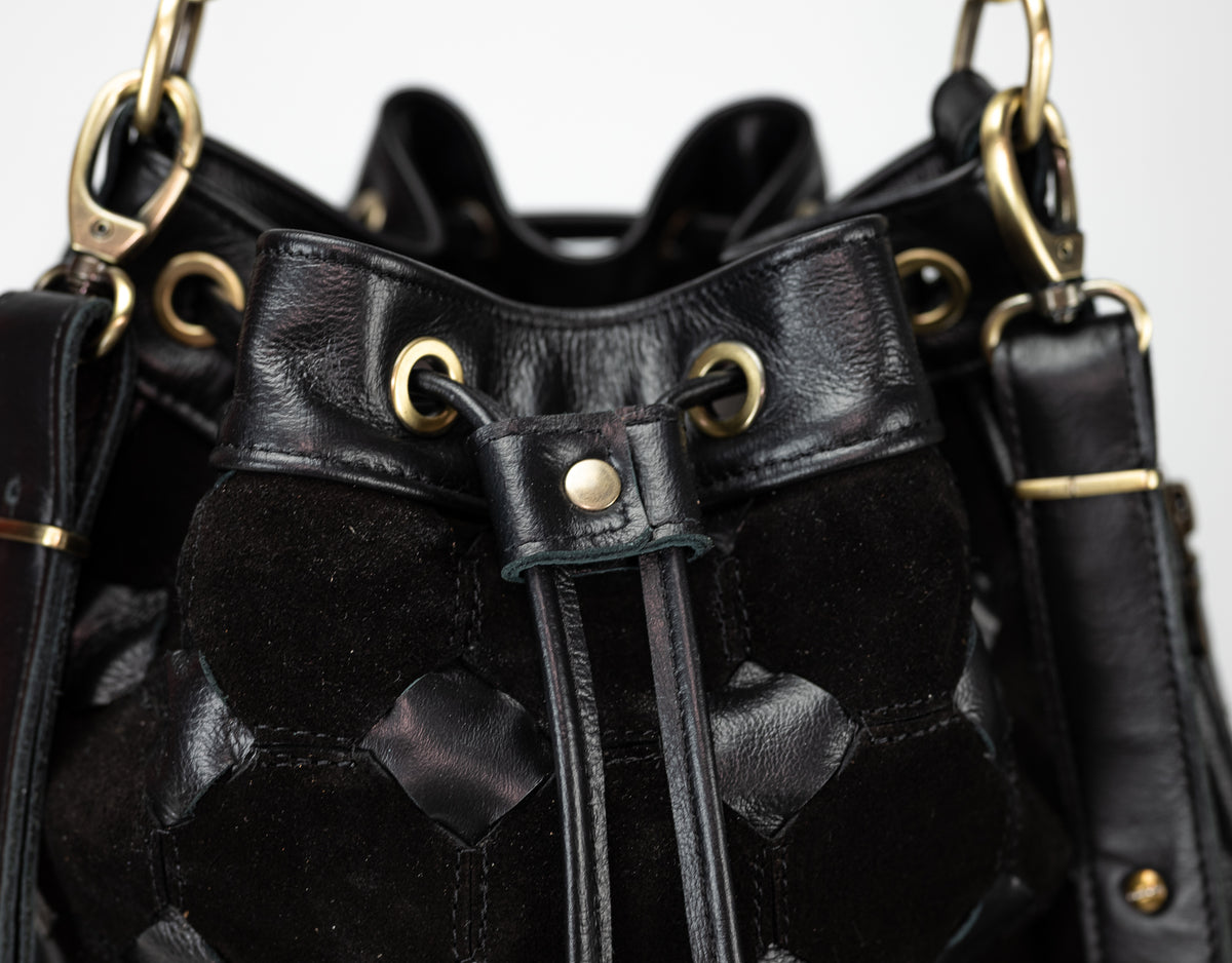 Danae bag - Black handwoven leather