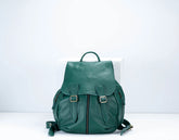 Green backpack on a white background
