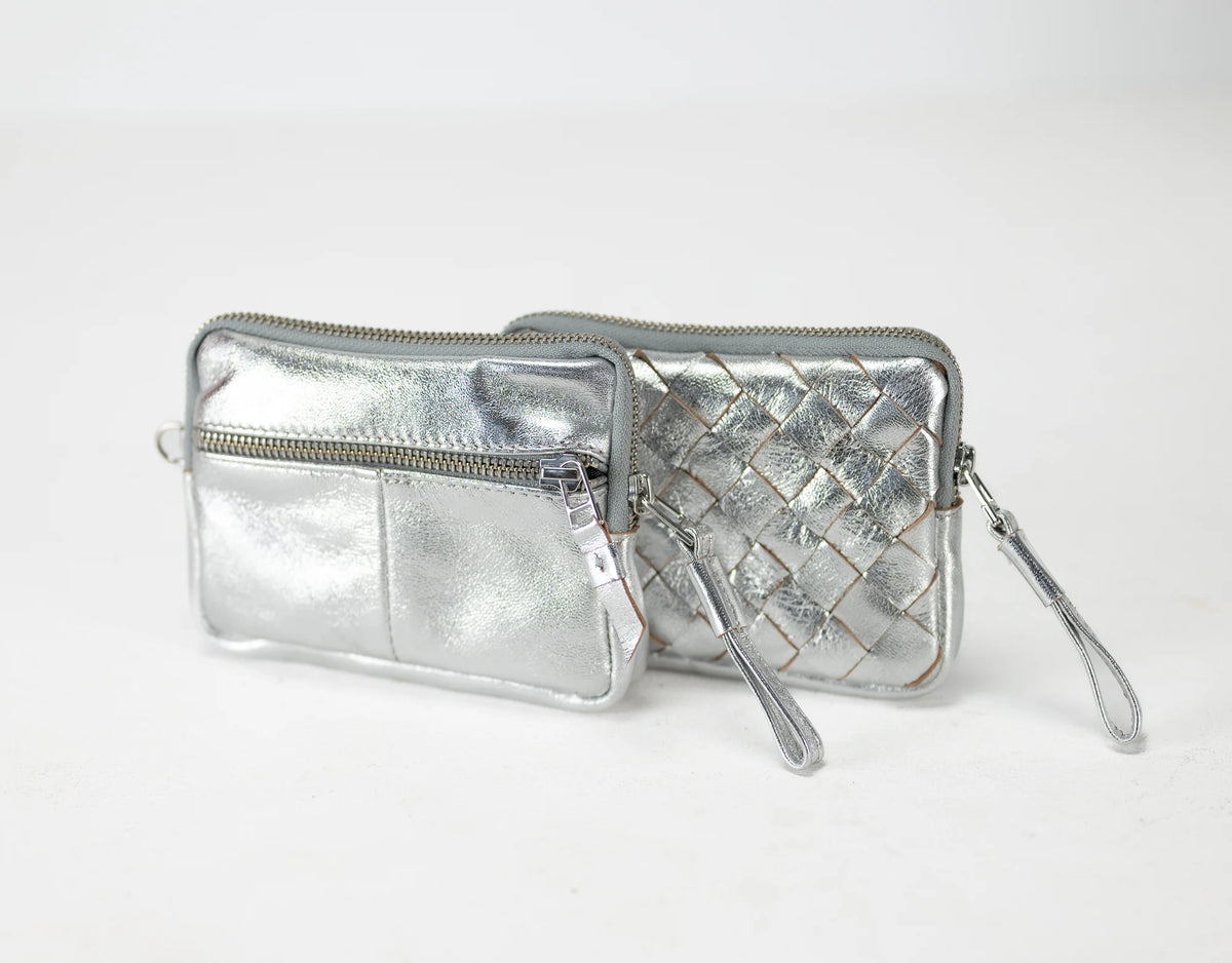 Antheia mini wallet - Coated leather in gold, silver or brass