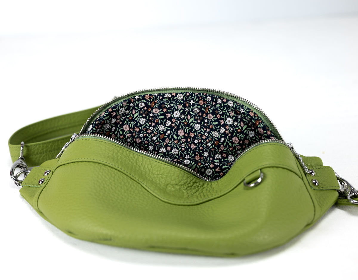 Haris fanny pack - Lime green pebbled leather