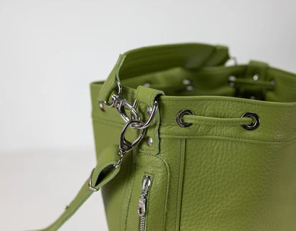 Danae Bucket τσάντα - Lime green Δέρμα