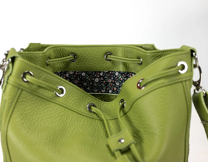 Danae Bucket τσάντα - Lime green Δέρμα