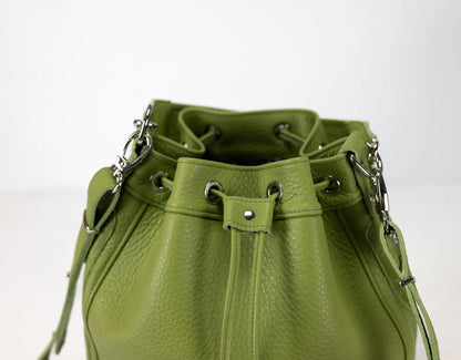 Danae Bucket τσάντα - Lime green Δέρμα