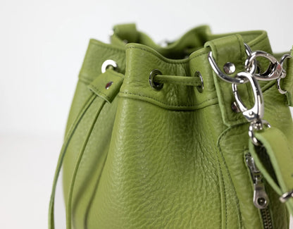 Danae Bucket τσάντα - Lime green Δέρμα