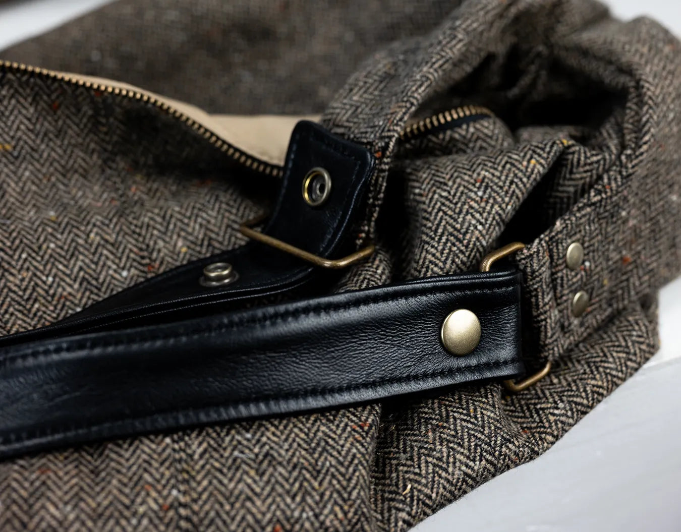 Kallia bag - Leather &amp; Herringbone Wool