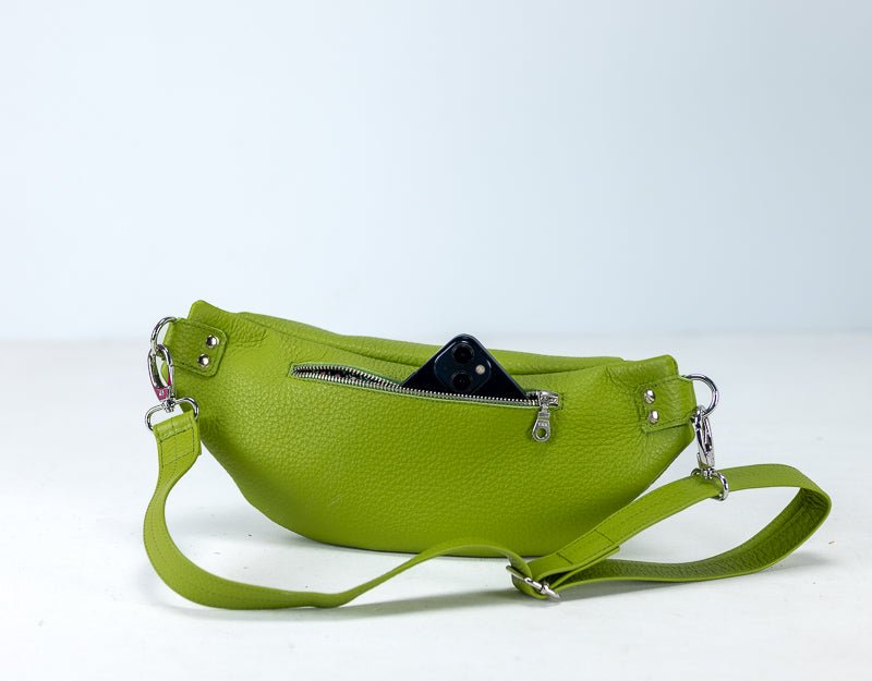 Haris fanny pack - Lime green pebbled leather - milloobags