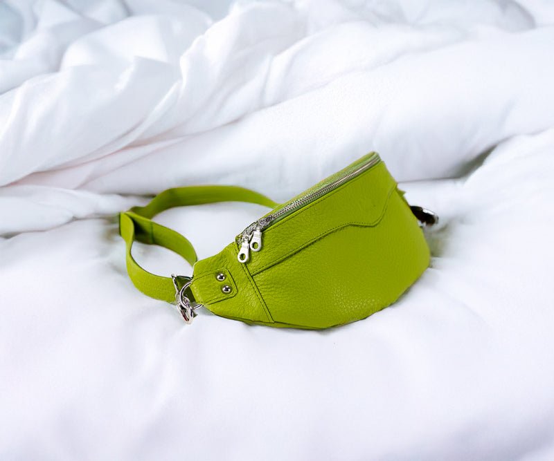 Haris fanny pack - Lime green pebbled leather - milloobags