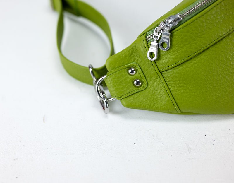 Haris fanny pack - Lime green pebbled leather - milloobags