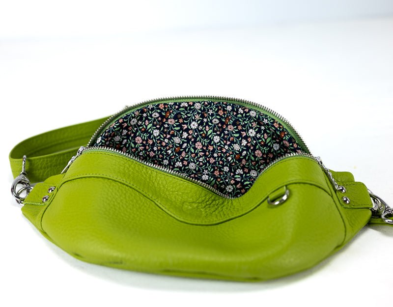 Haris fanny pack - Lime green pebbled leather - milloobags