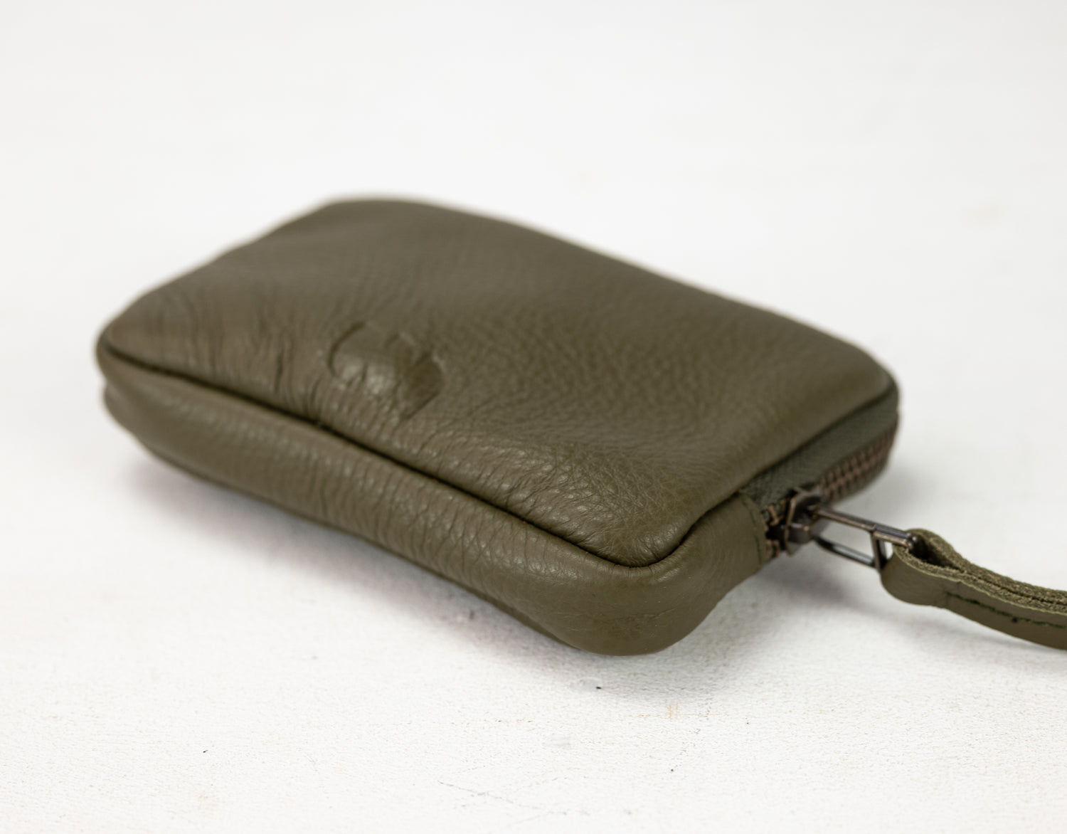 Green leather pouch 
