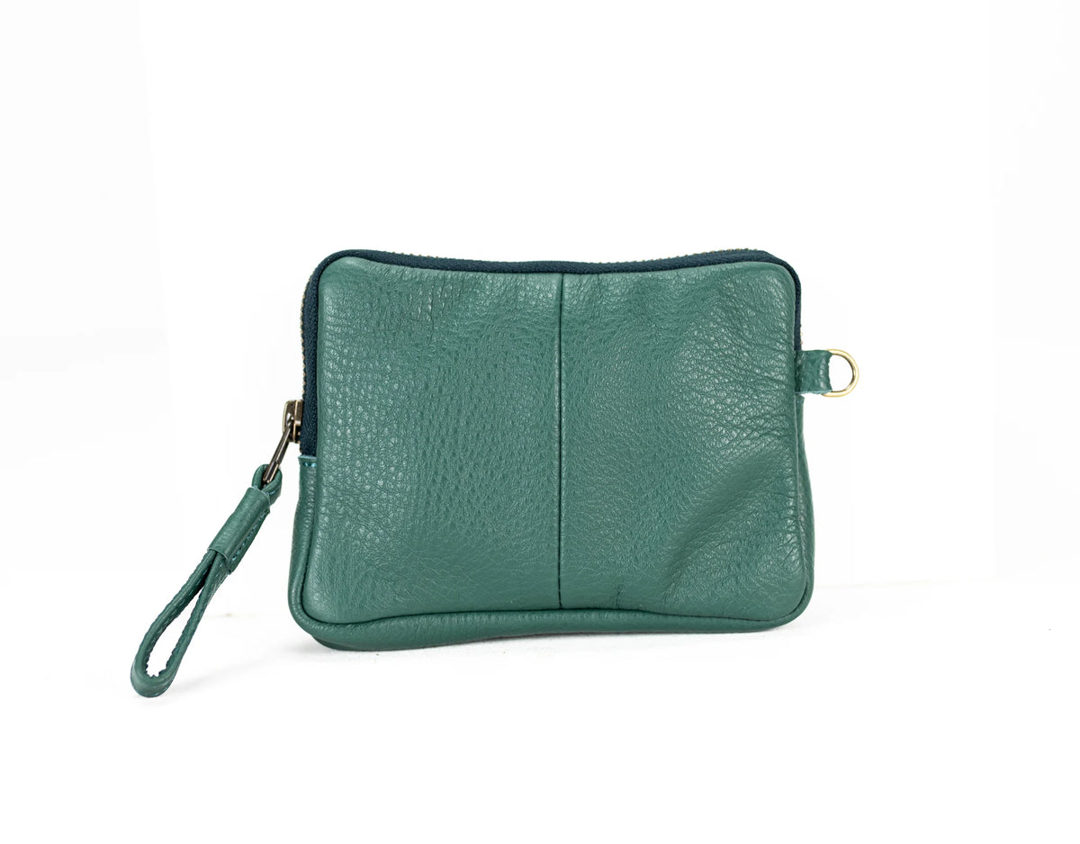 Antheia mini wallet - Petrol green leather