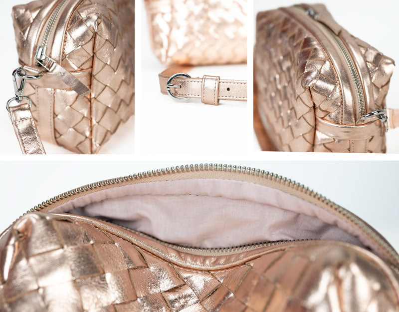 Calliope bag - Handwoven gold coated leather