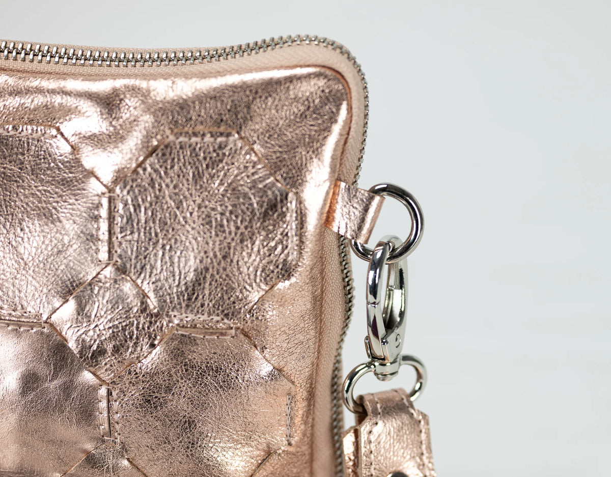 Athena Laptop Clutch - Rose Gold leather