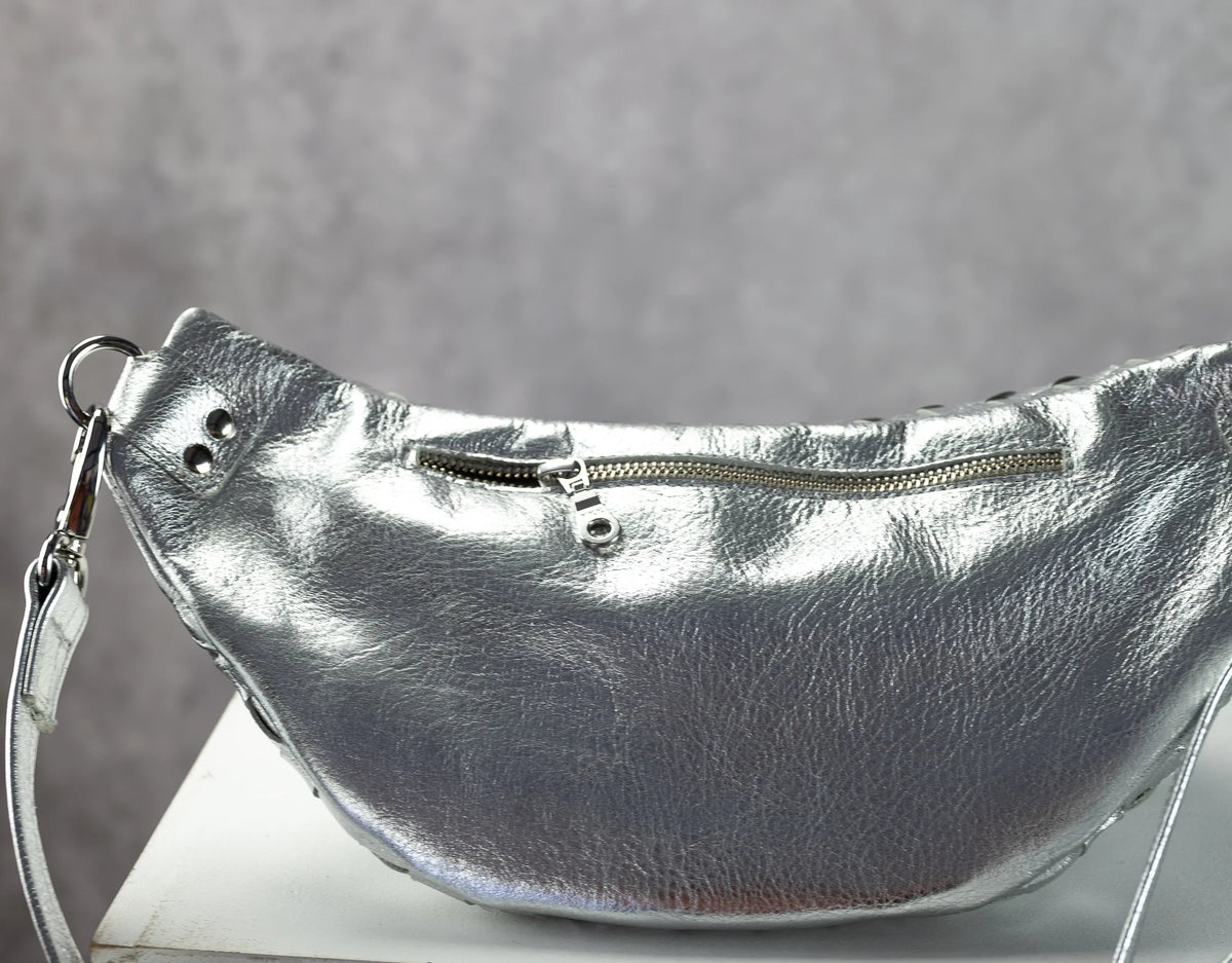 Haris fanny pack - Silver handwoven leather