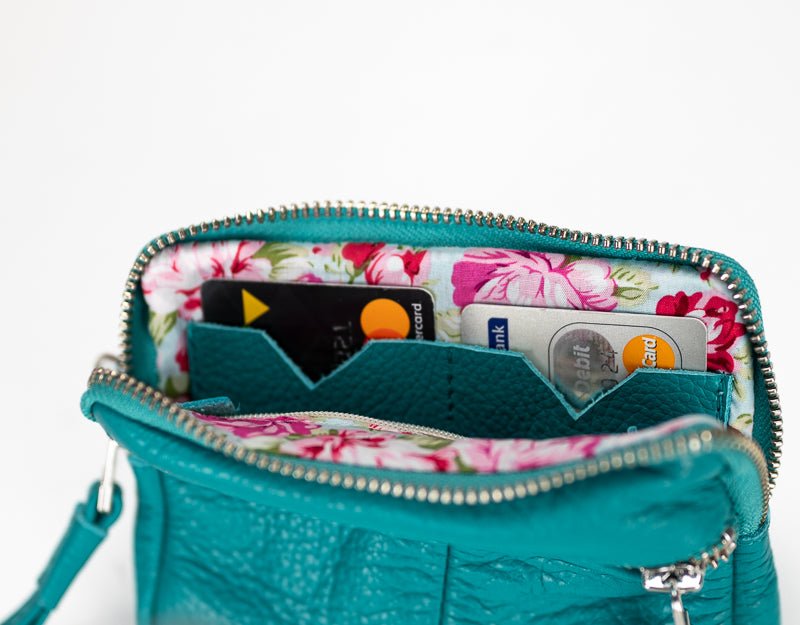 Antheia mini wallet - Turquoise leather - milloobags