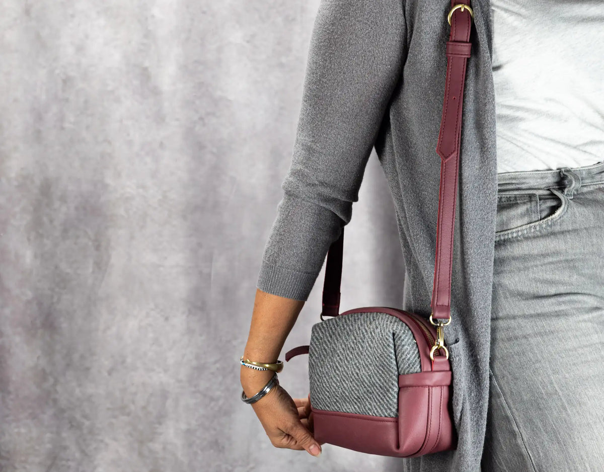 Calliope bag - Leather and Grey wool