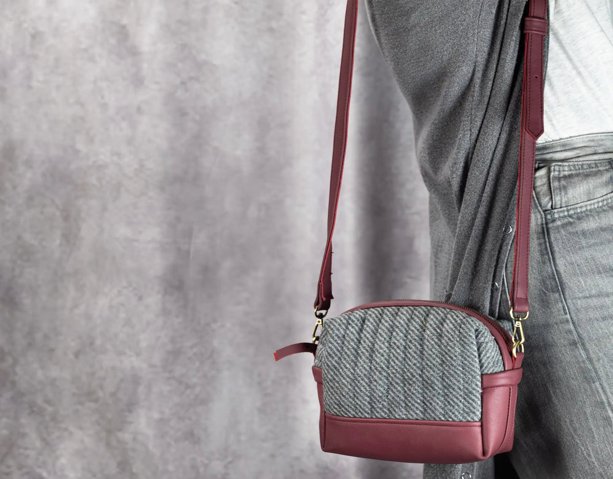 Calliope bag - Leather and Grey wool