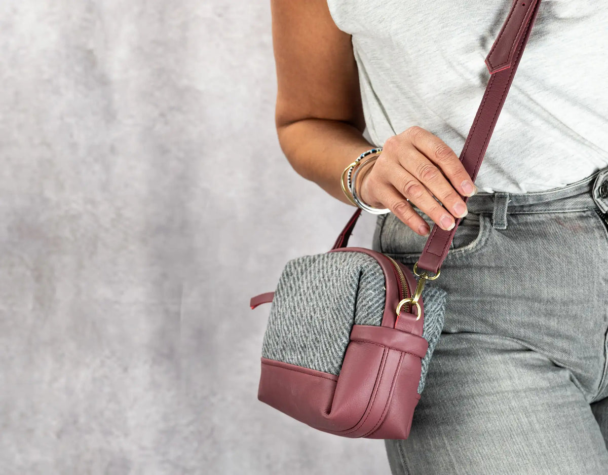Calliope bag - Leather and Grey wool