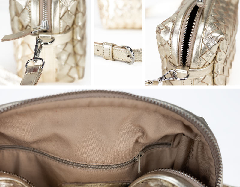 Calliope bag - Handwoven gold coated leather