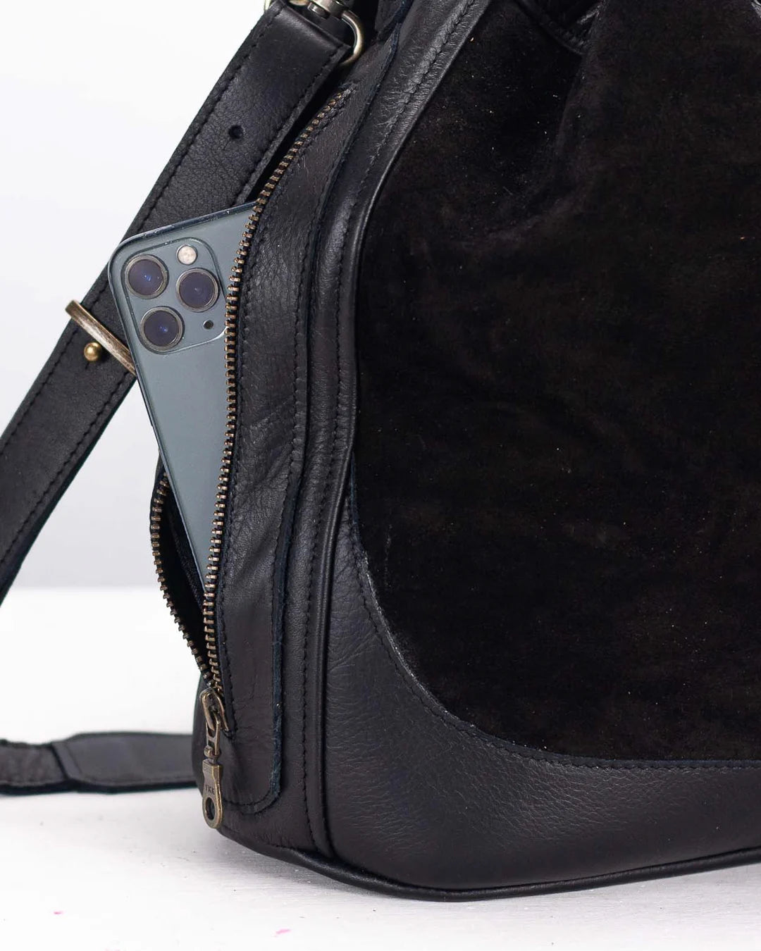 Danae bag - Black suede leather
