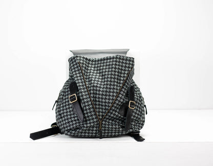 Houndstooth pattern backpack on a white background
