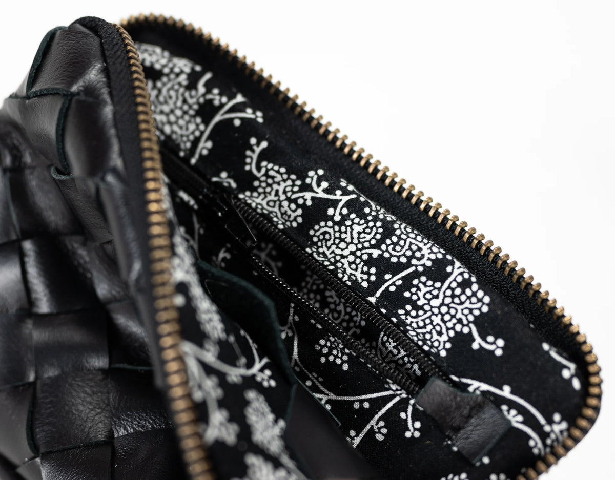 Antheia mini wallet - Black leather