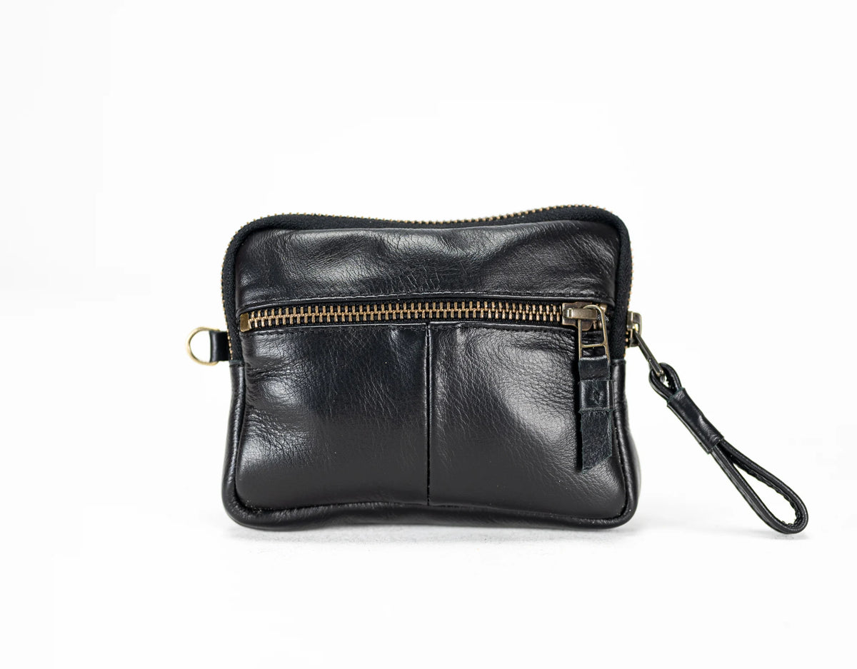 Antheia mini wallet - Black leather