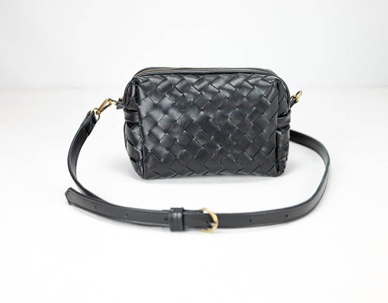 Calliope bag - Handwoven black leather