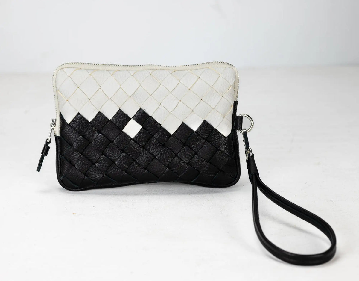 Antheia clutch wallet - Black & Ivory leather