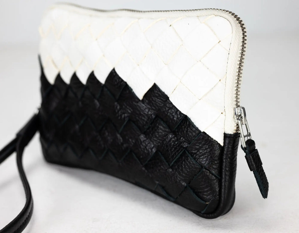 Antheia clutch wallet - Black & Ivory leather