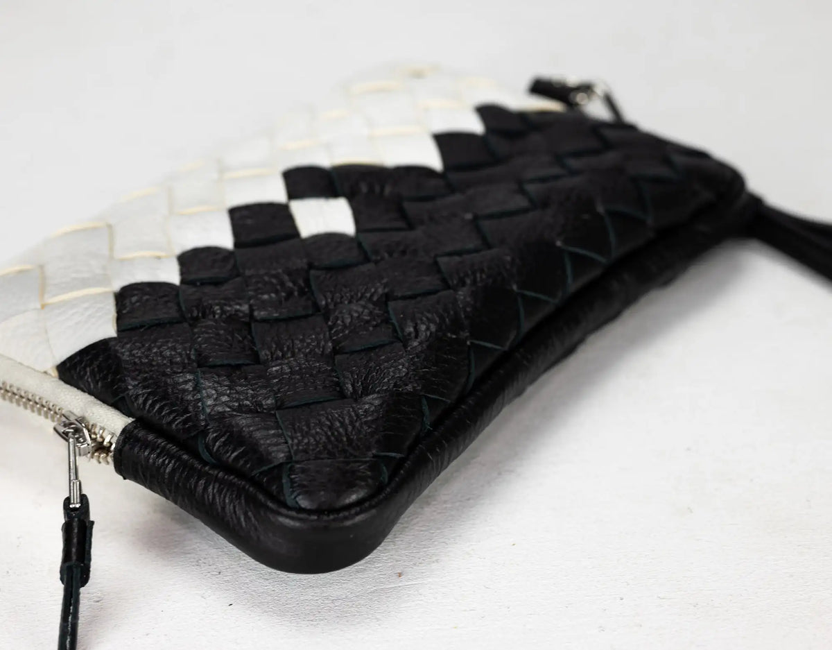 Antheia clutch wallet - Black & Ivory leather