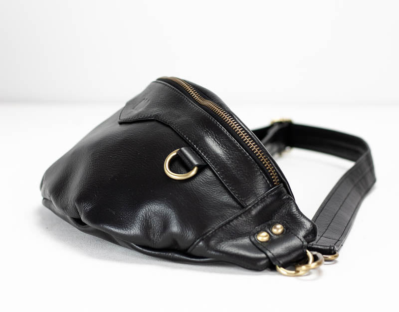 Haris fanny pack - Black leather - milloobags