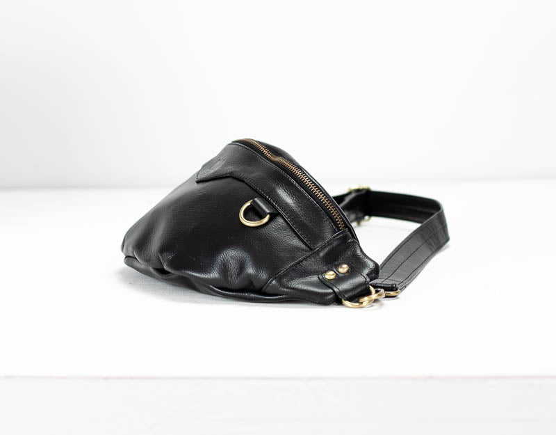 Haris fanny pack - Black leather - milloobags