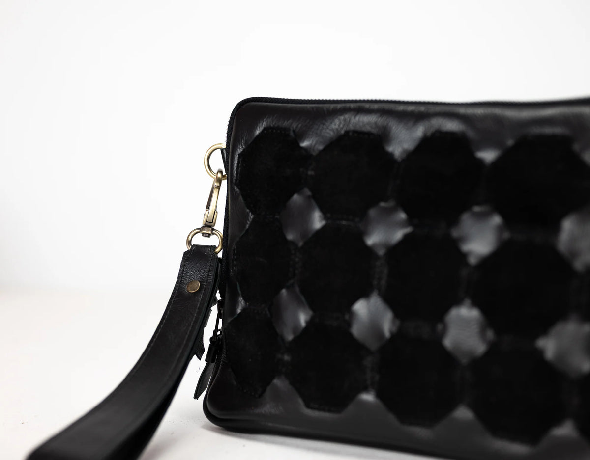 Athena Tablet Clutch - Black leather