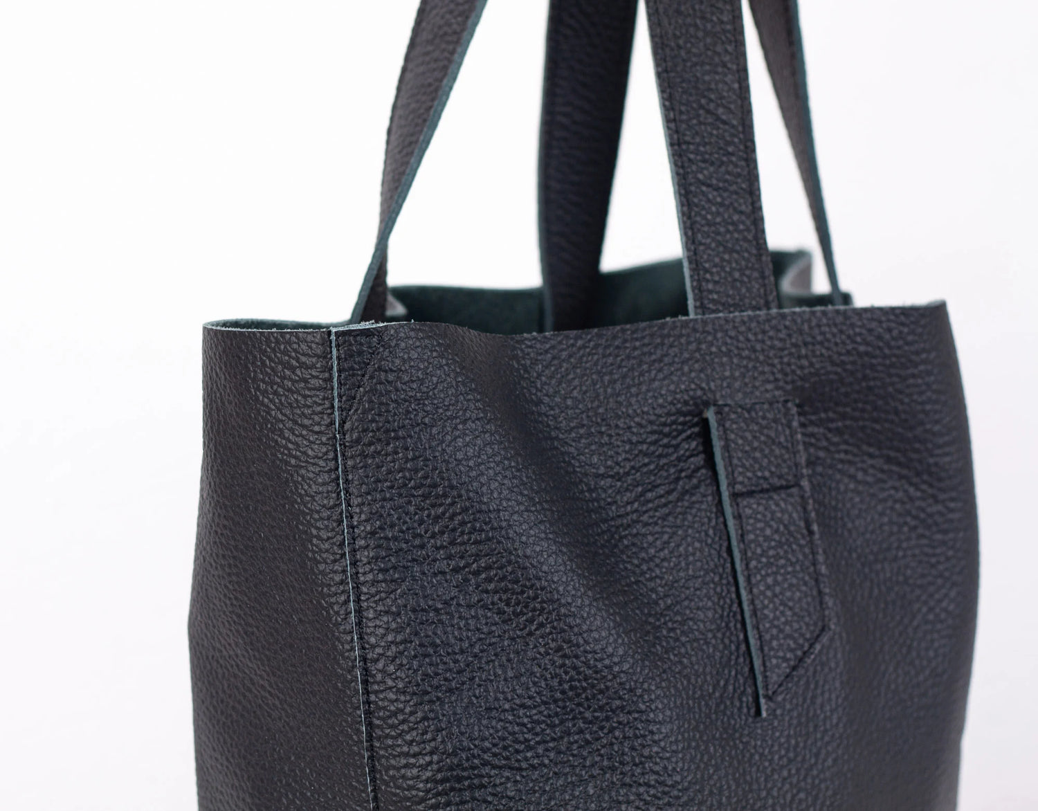 Black leather tote bag