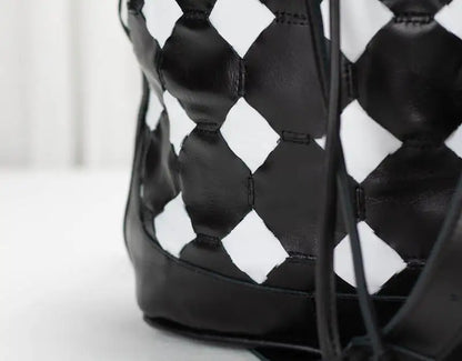 Danae Bucket Bag - Black n White Helon Handwoven