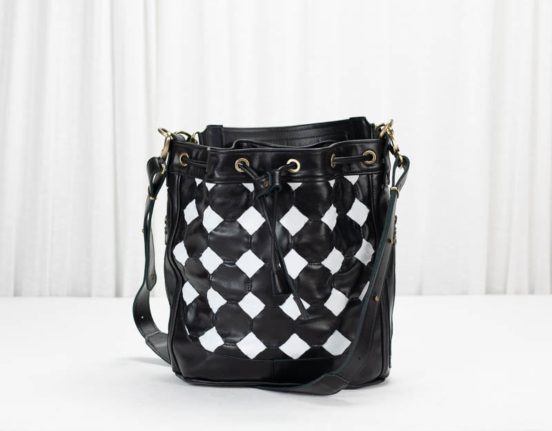 Danae bag - Black and white handwoven leather - milloobags