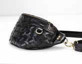 Haris fanny pack - Black handwoven leather - milloobags