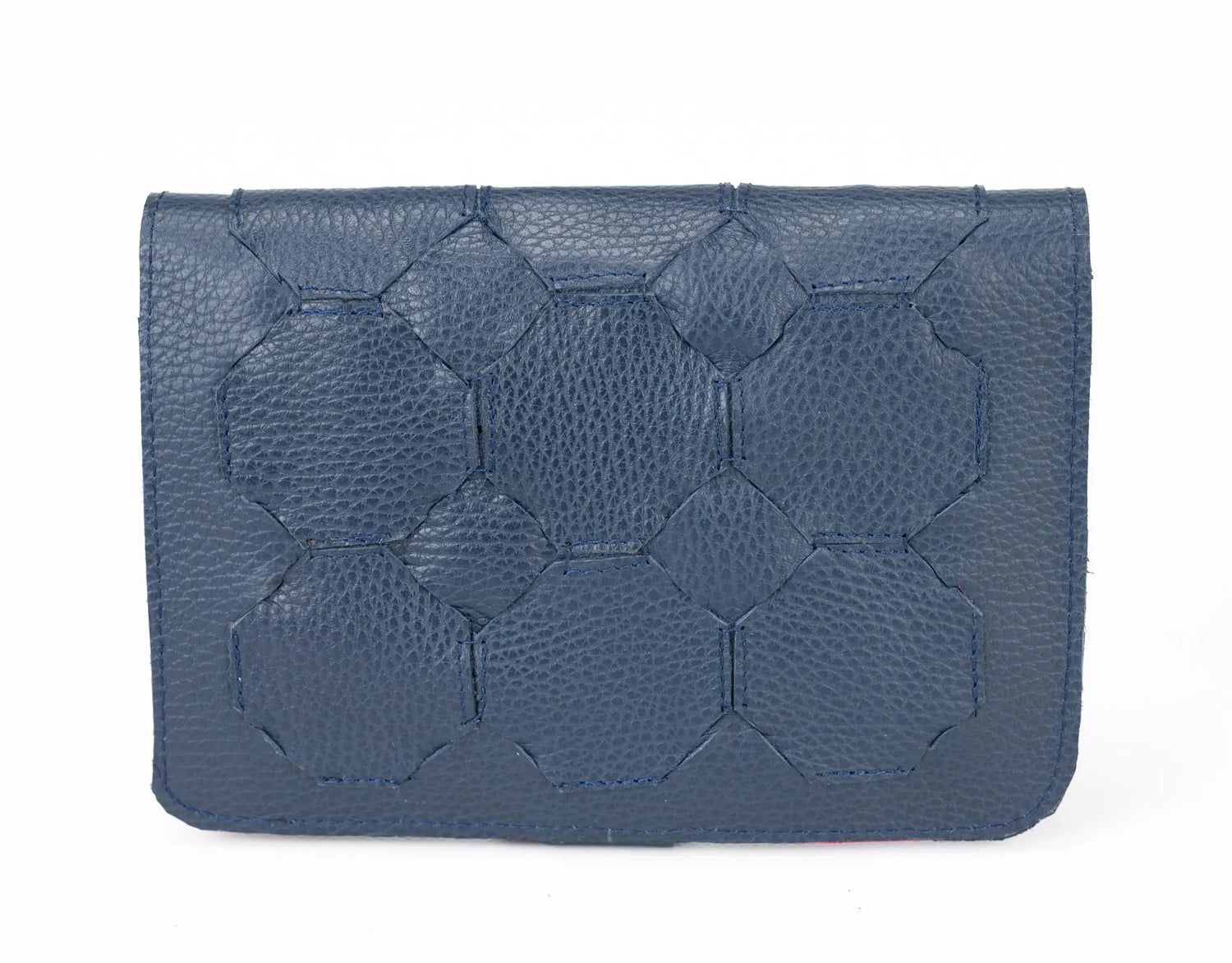 Blue textured clutch bag on a white background